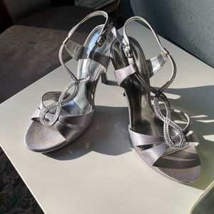 Touch of Nina silver slingback heels